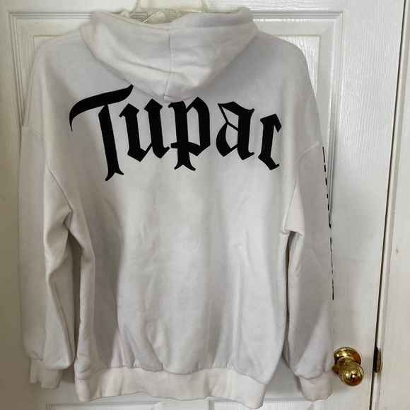 Bershka White Tupac All Eyez on Me Graphic Hoodie - Picture 7 of 9